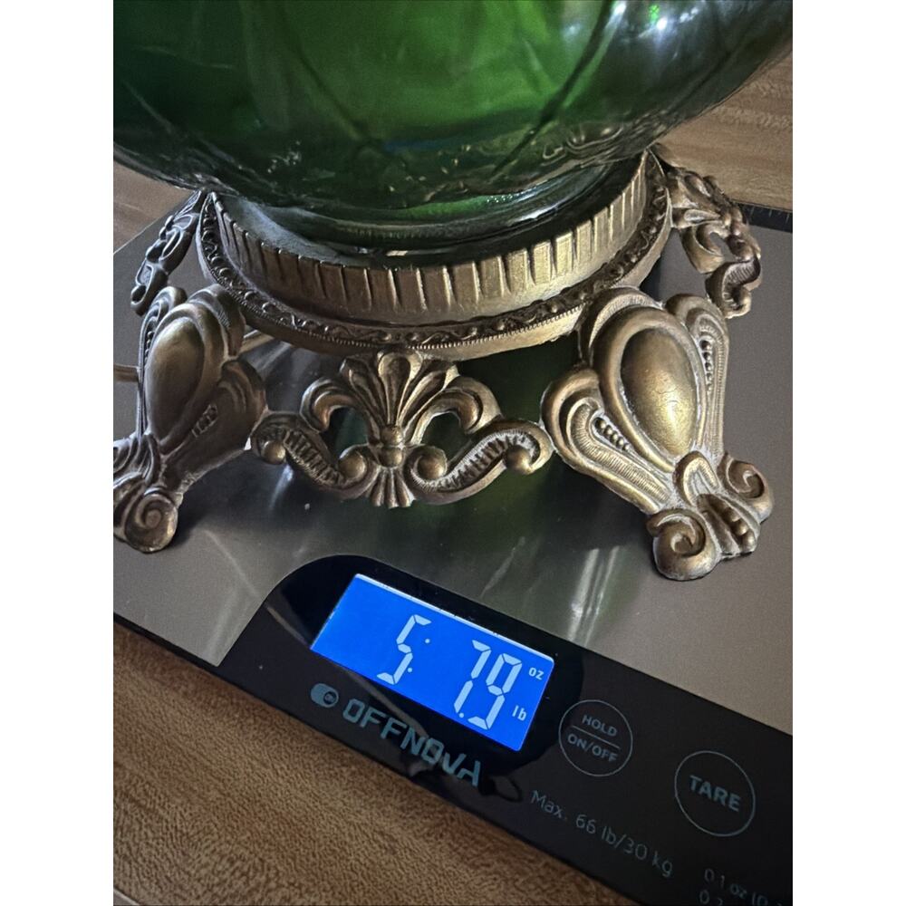 Table Lamp Green Diamond Glass Hollywood Regency MCM Antique Rose Tokyo Japan - Picture 16 of 16